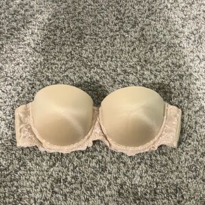 Wonderbra Nude Strapless Bra | Size 34B | Padded with Lace Trim